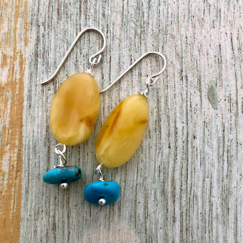 Baltic Amber Coin & Castle Dome Earrings