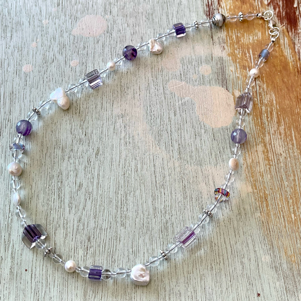 Pastel and Pearl Furnace Glass Necklace