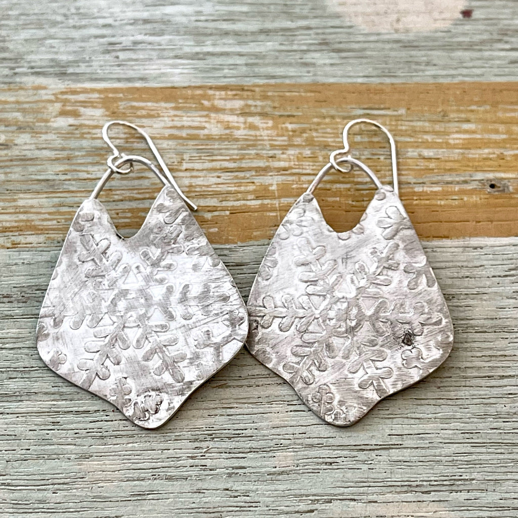 Silver Snowflake Pressed Earrings