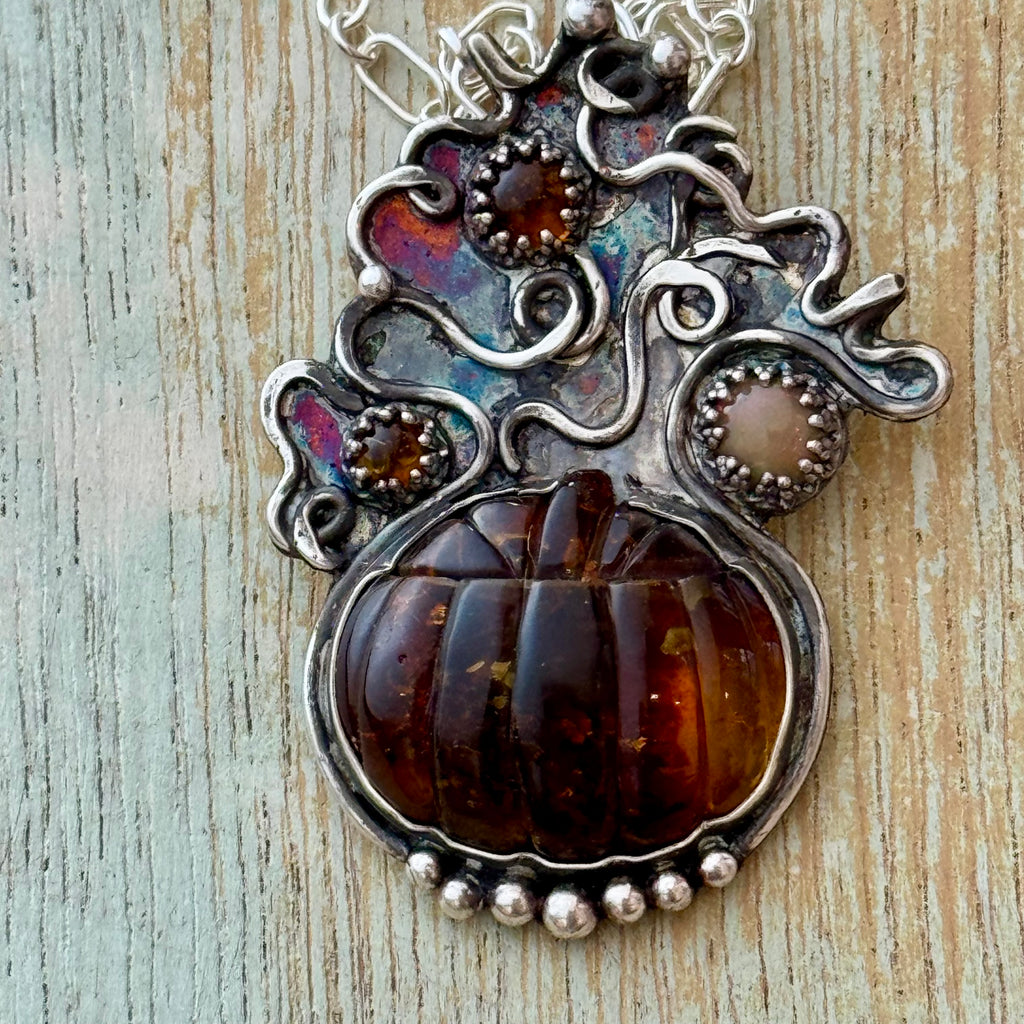 Baltic Amber Pendant Pumpkin