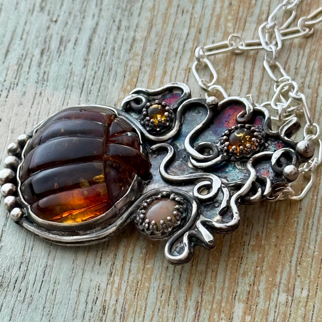 Baltic Amber Pendant Pumpkin