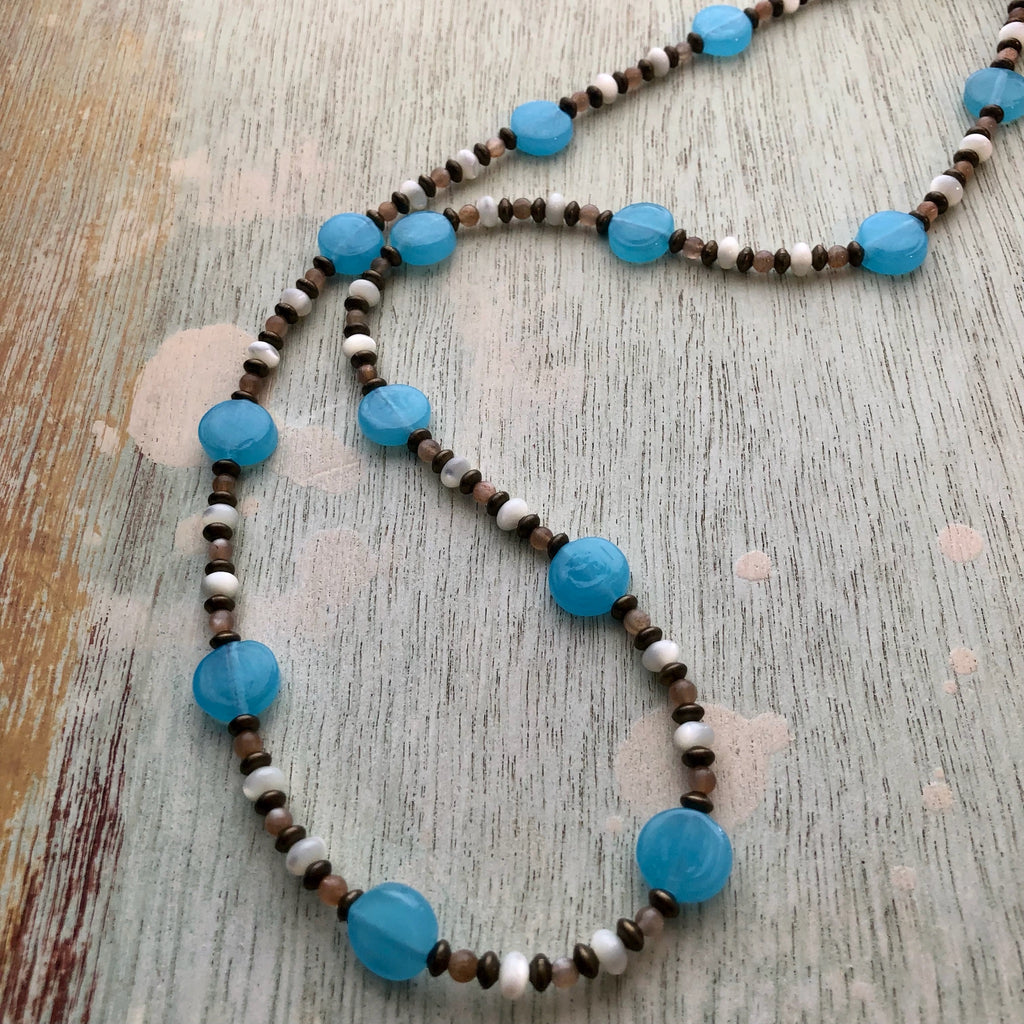 Vintage Glass and Aquamarine Necklace