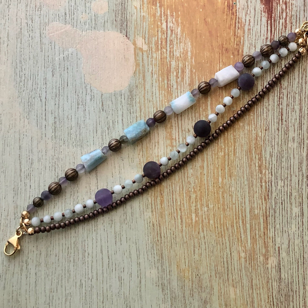 Aquamarine and Amethyst Bracelet