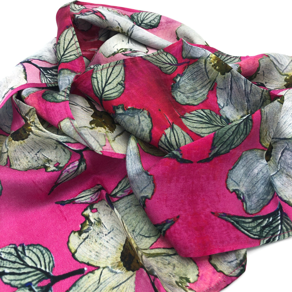 White Dogwood Silk Scarf
