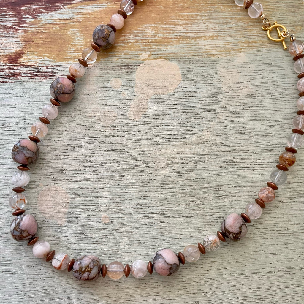 Soft Pink and Copper Necklace