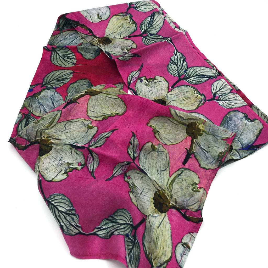 White Dogwood Silk Scarf
