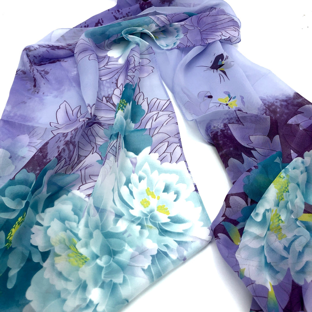 Cool Peony Chiffon Scarf