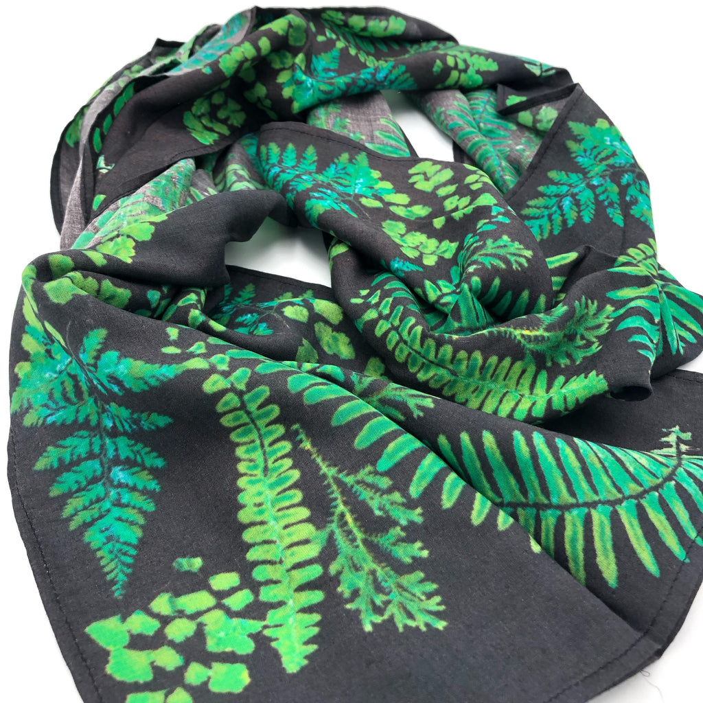 Midnight Fern Cotton Scarf