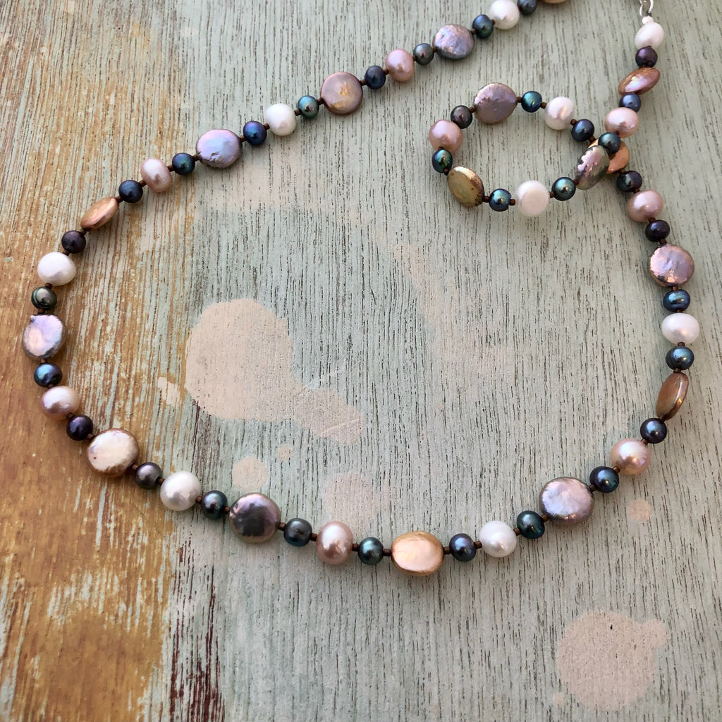 Blush, Peacock and White Pearls