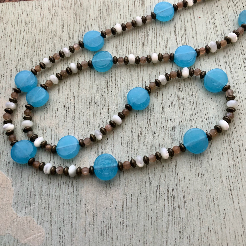 Vintage Glass and Aquamarine Necklace
