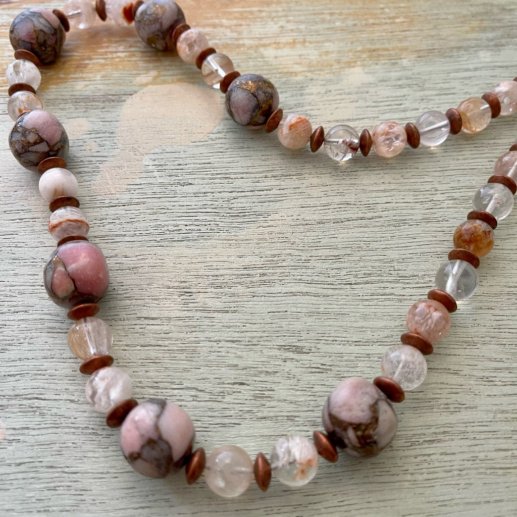 Soft Pink and Copper Necklace