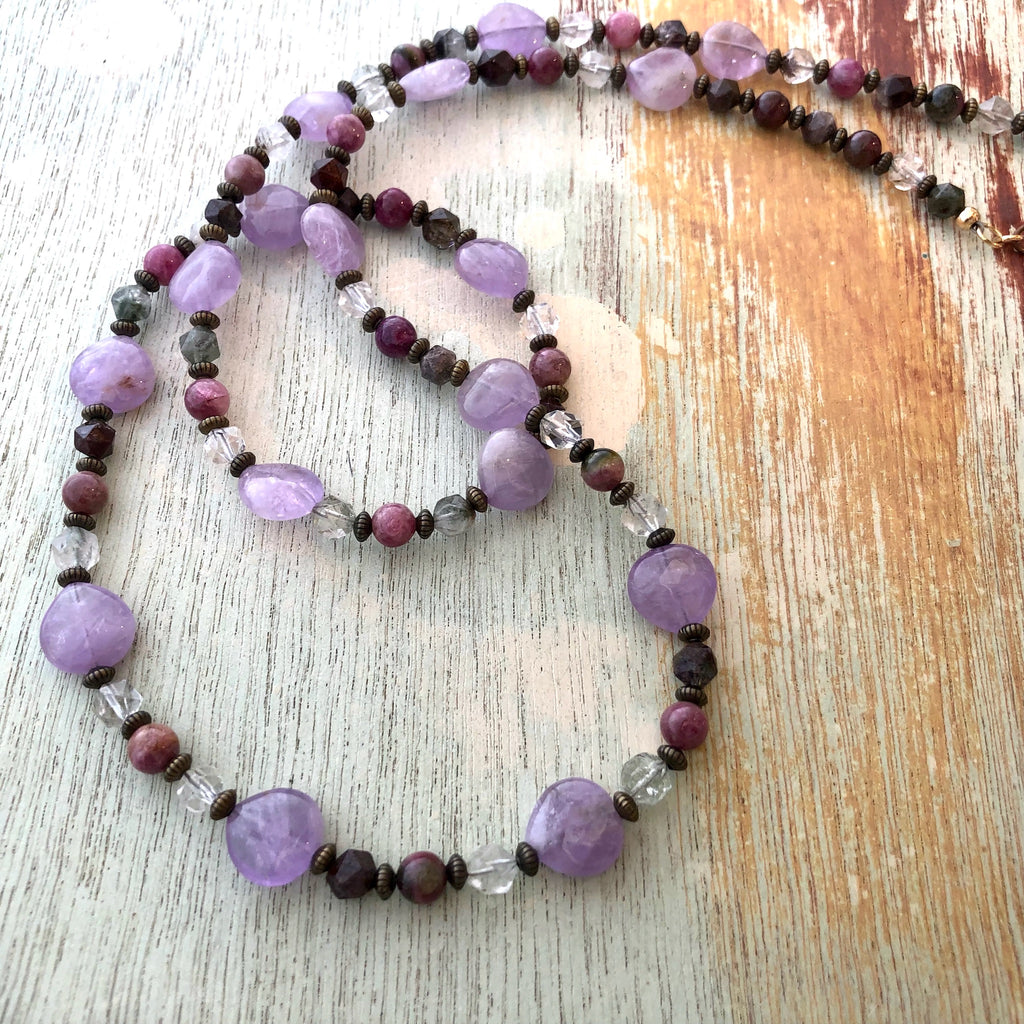 Amethyst and Green Lodalite Necklace