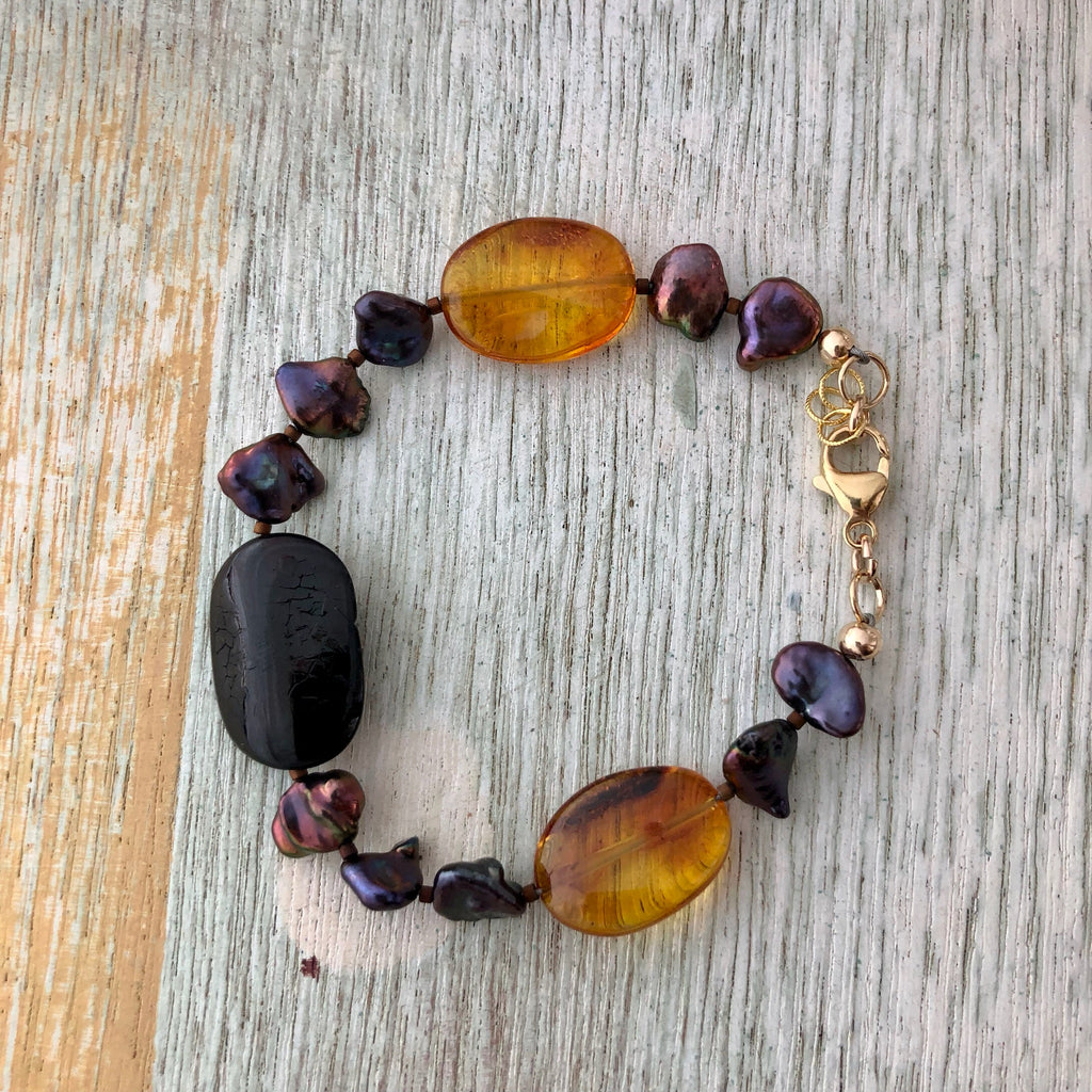 Pearl & Amber Bracelet