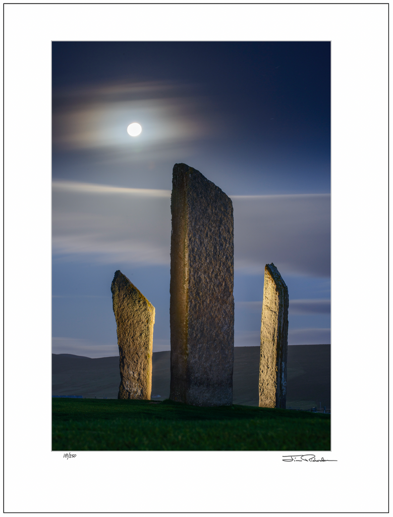 Moon over Stones of Stenness, Scotland