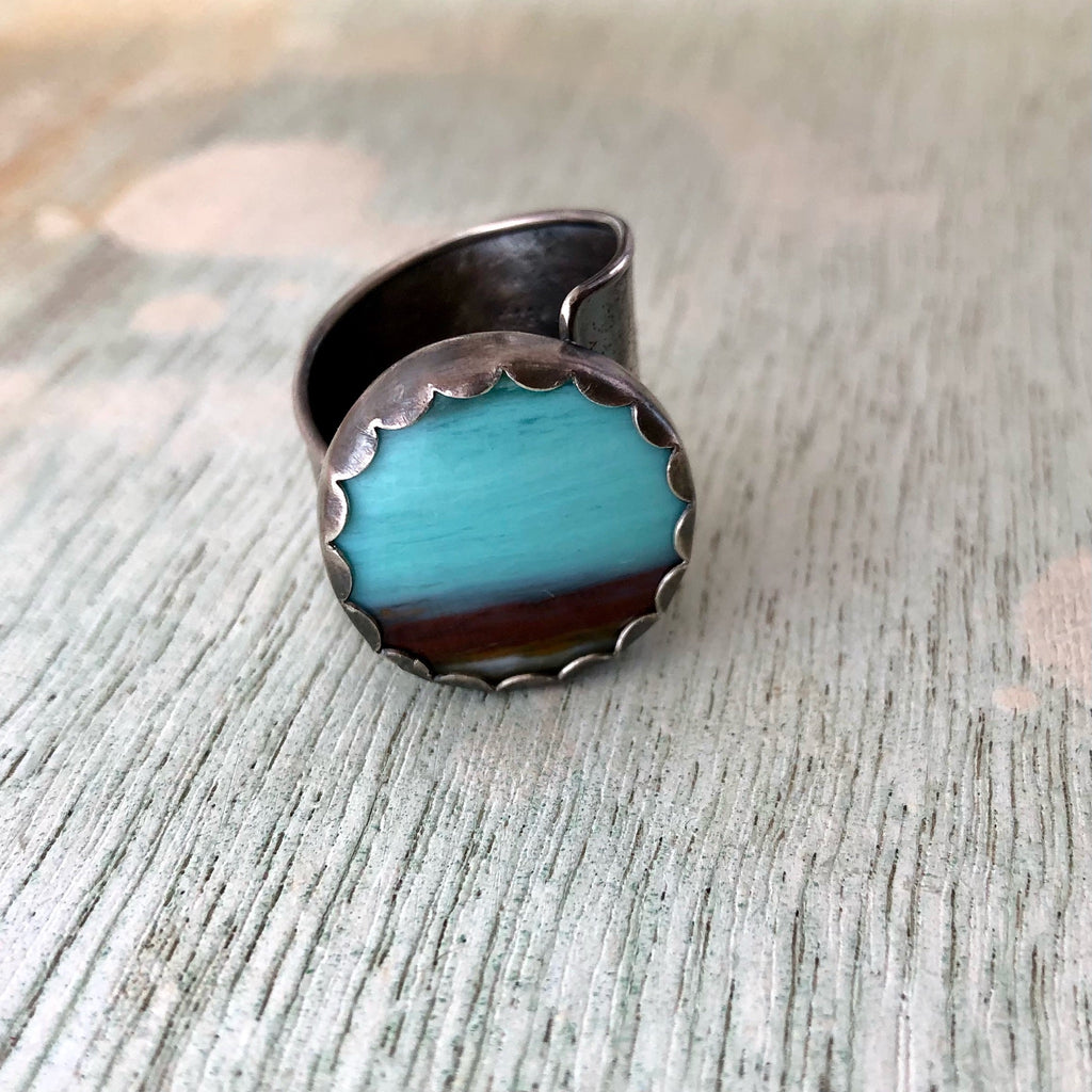 Opalized Wood Ring - size 9