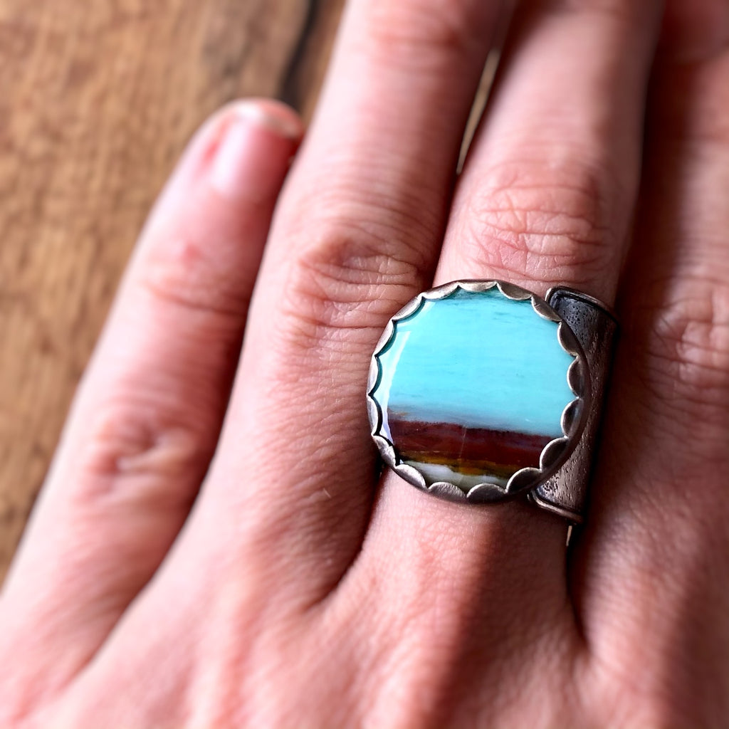 Opalized Wood Ring - size 9