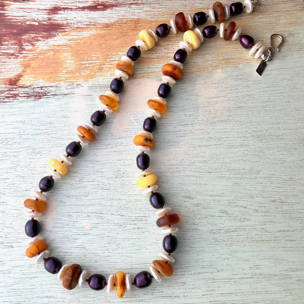 Pearl and Amber Necklace