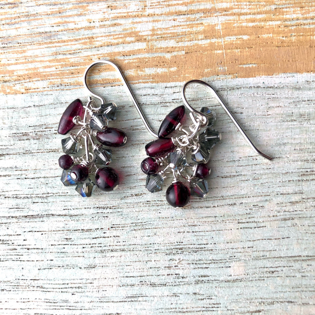 Cluster Garnet Earrings