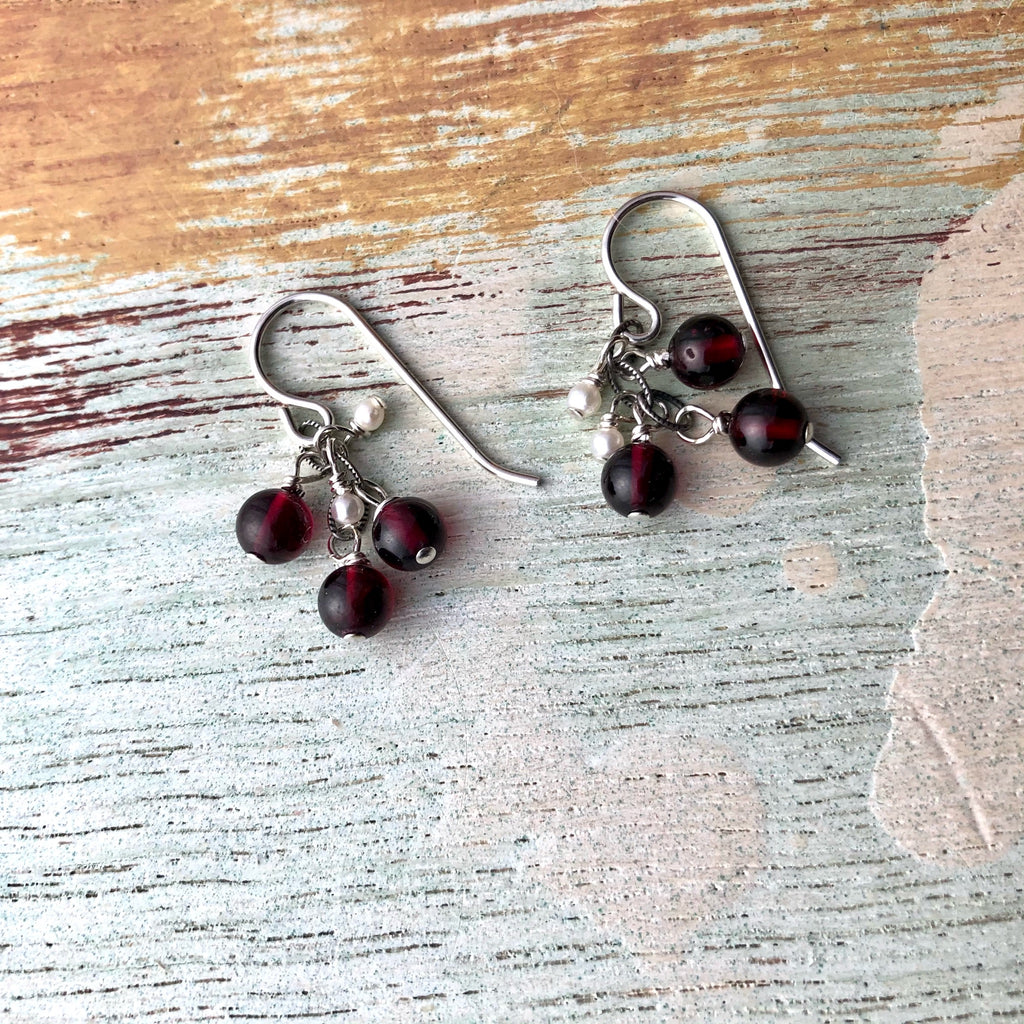 Cluster Garnet Earrings