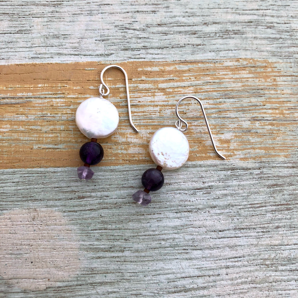 Amethyst & Pearl Earrings