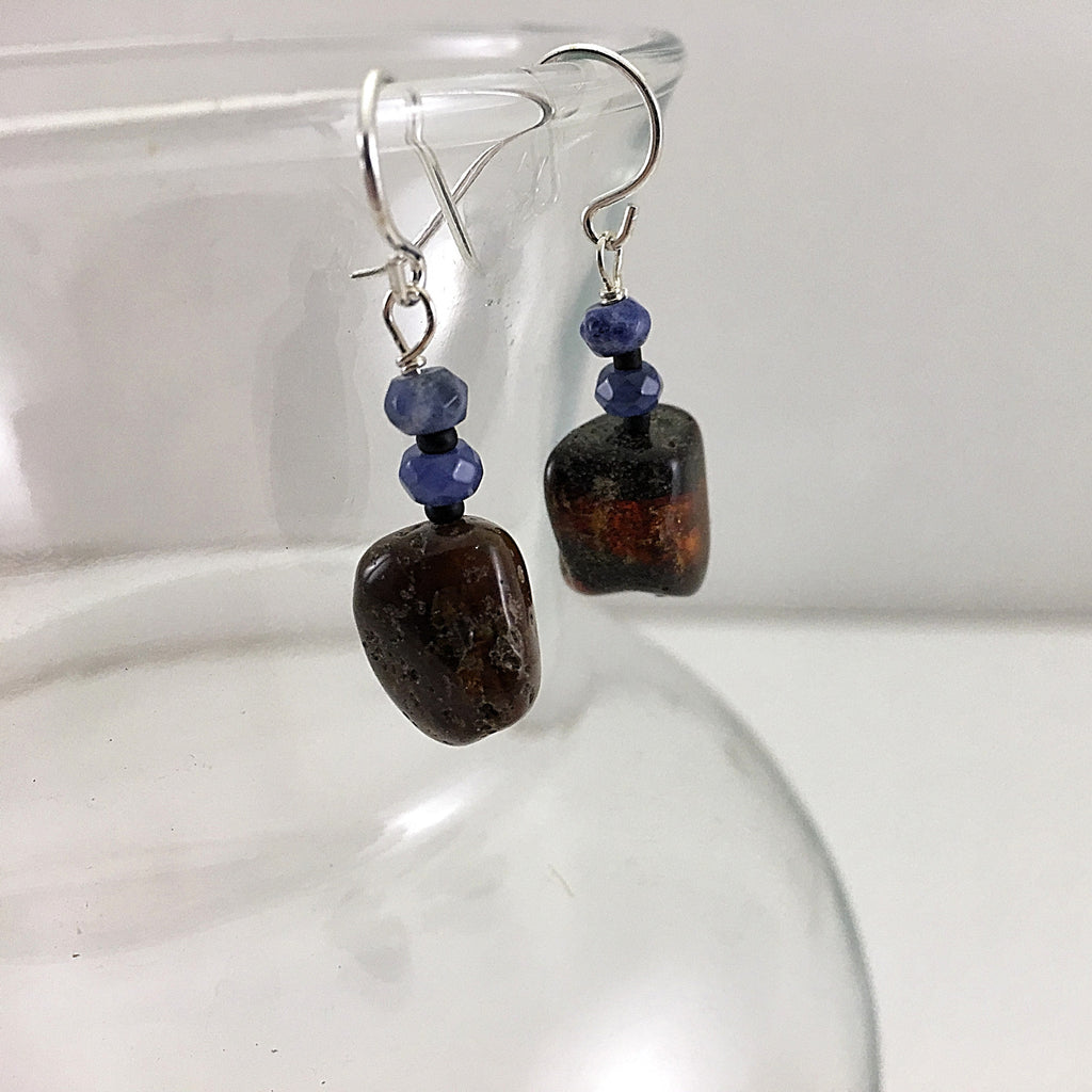 Baltic Amber and Sodalite Earrings