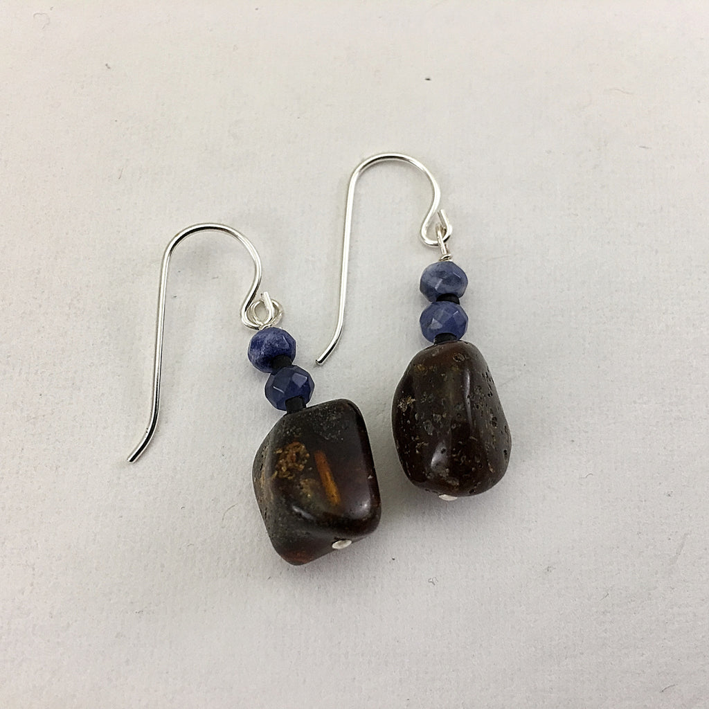 Baltic Amber and Sodalite Earrings