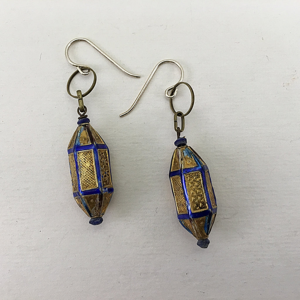 Vintage Japanese Brass Lantern Earrings