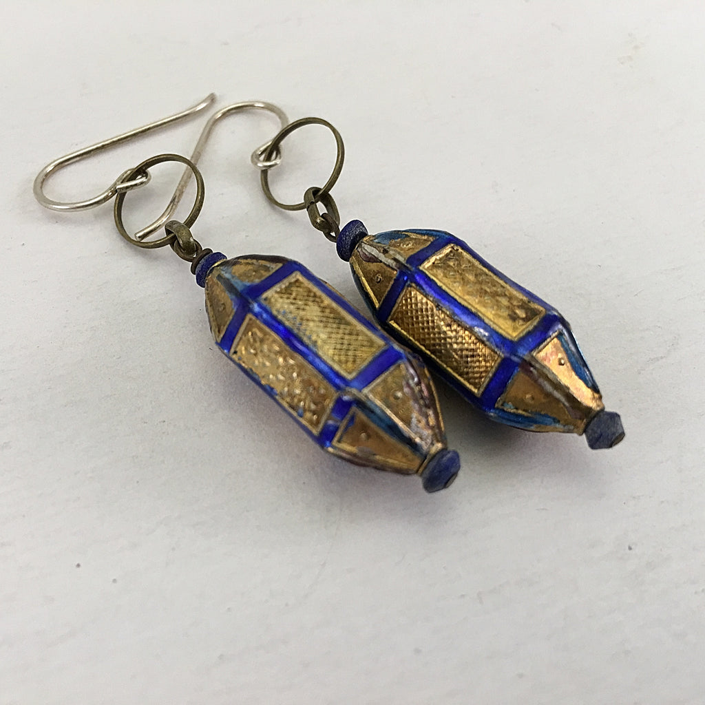 Vintage Japanese Brass Lantern Earrings