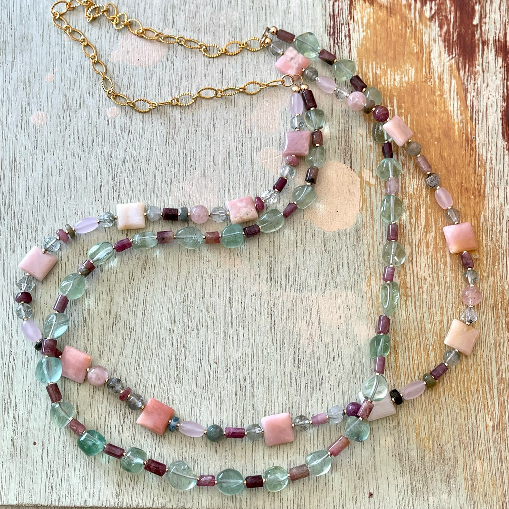 Fresh Green and Pink Necklace
