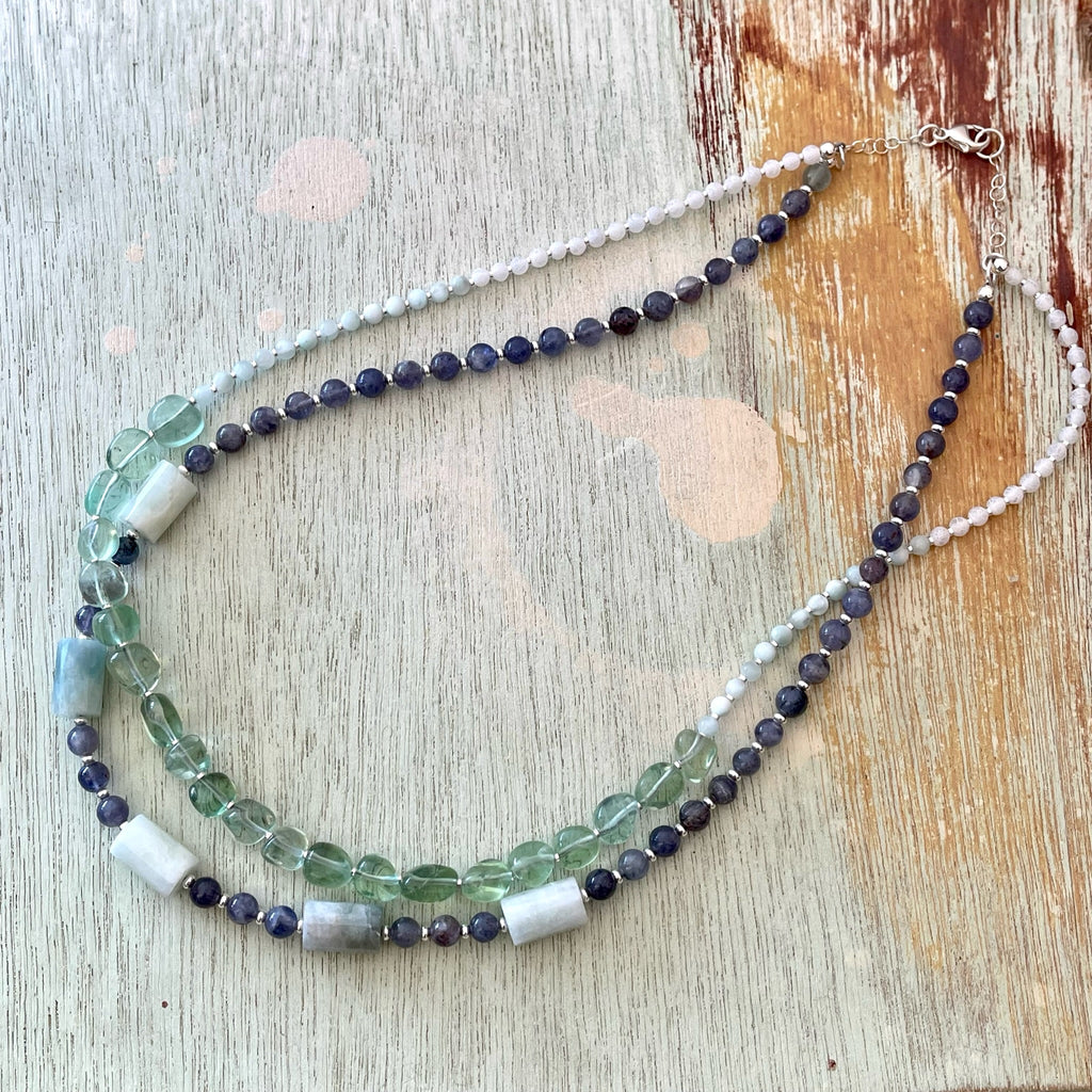 Aquamarine Barrel Necklace