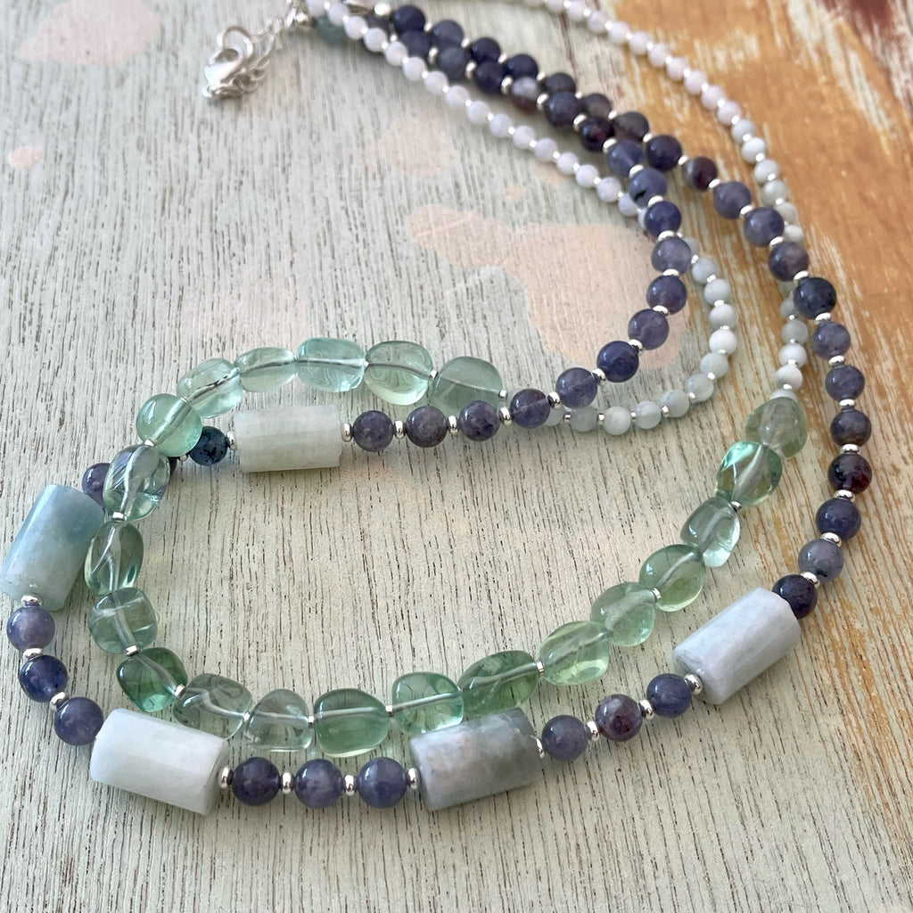 Aquamarine Barrel Necklace