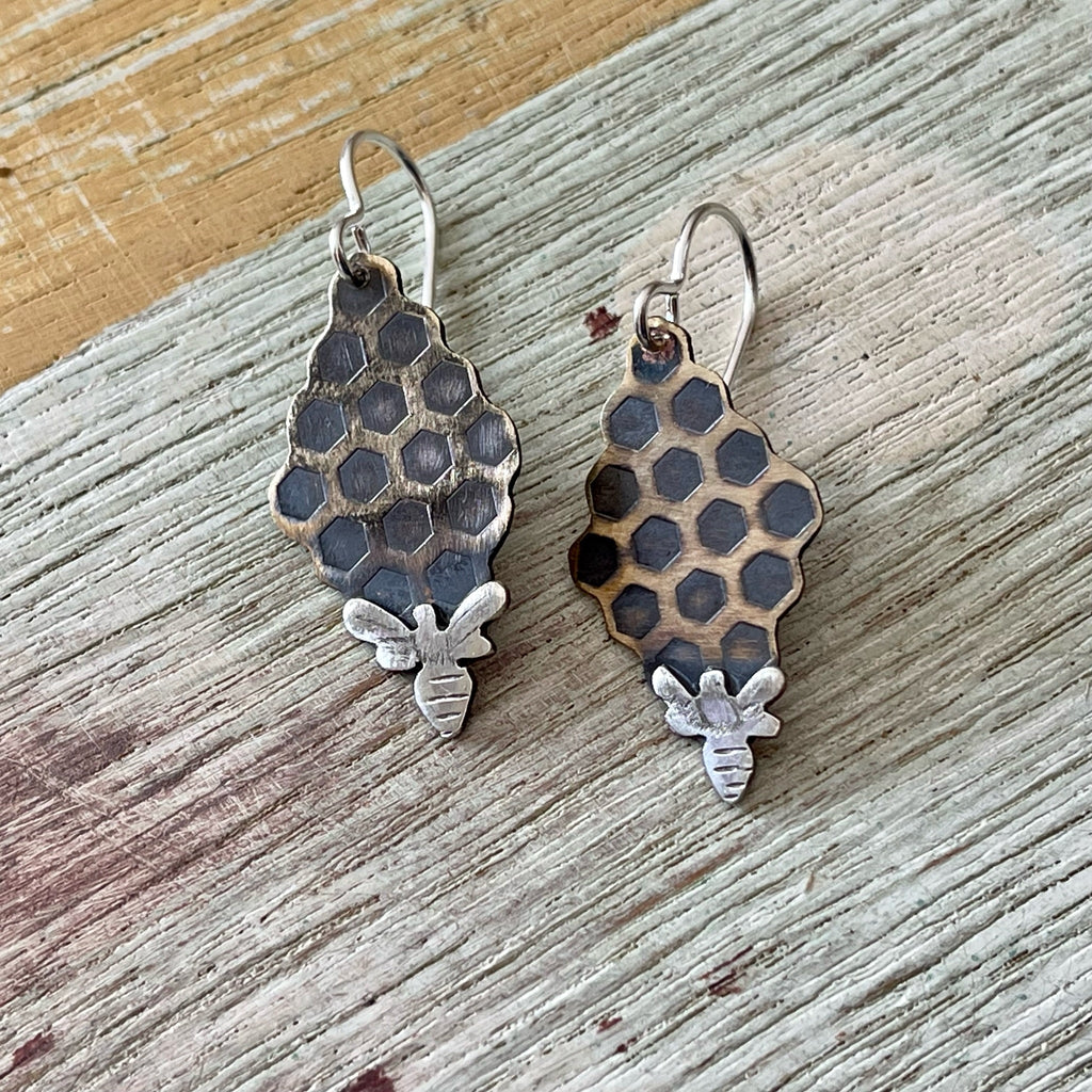 Honeycomb & Bee Earrings