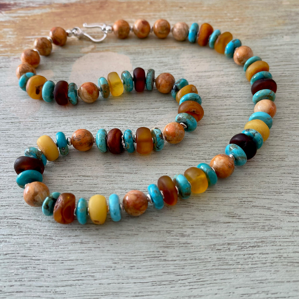 Sleeping Beauty Turquoise and Amber Necklace