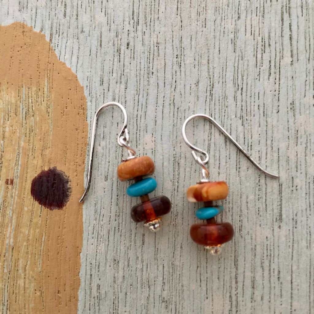 Baltic Amber & Sleeping Beauty Earrings