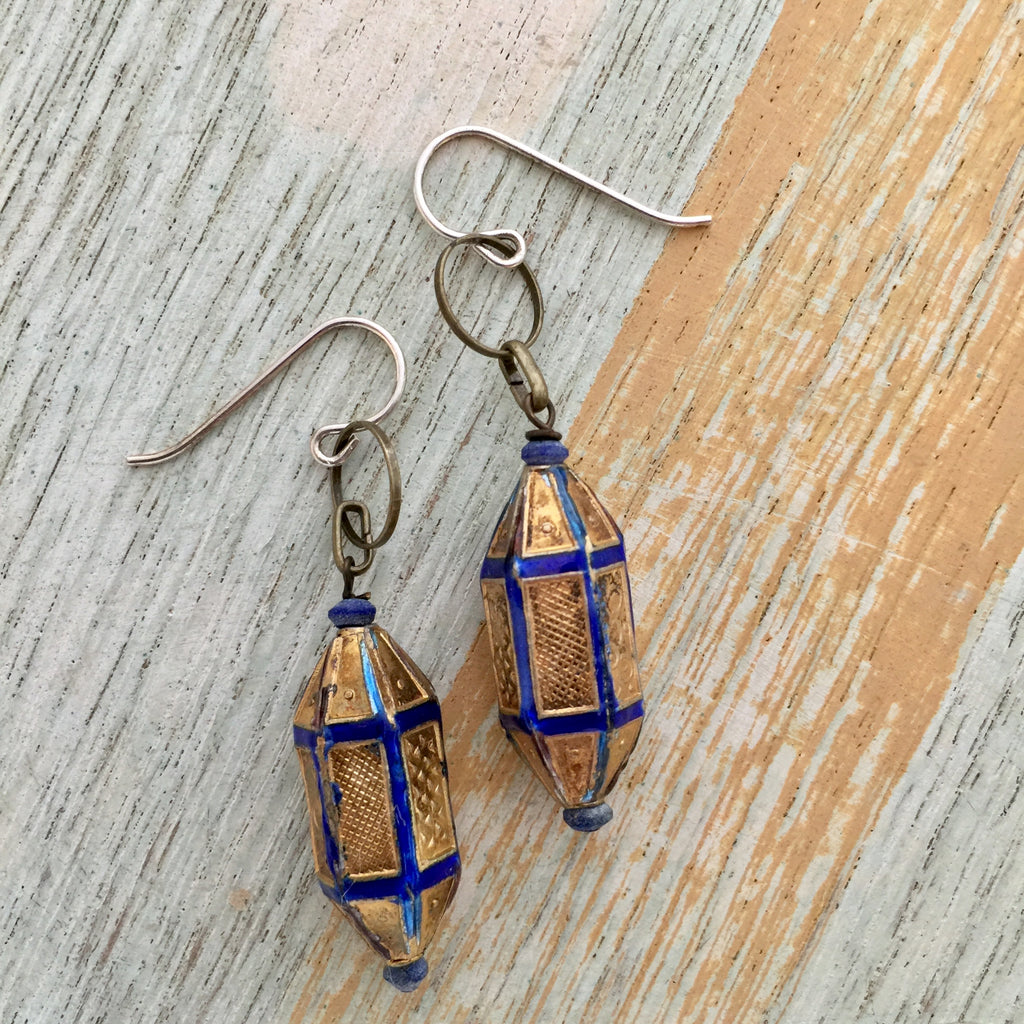 Vintage Japanese Brass Lantern Earrings