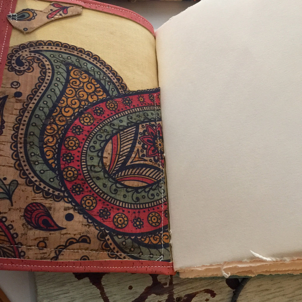 Paisly Cork Fabric - Handmade Journal/Sketch