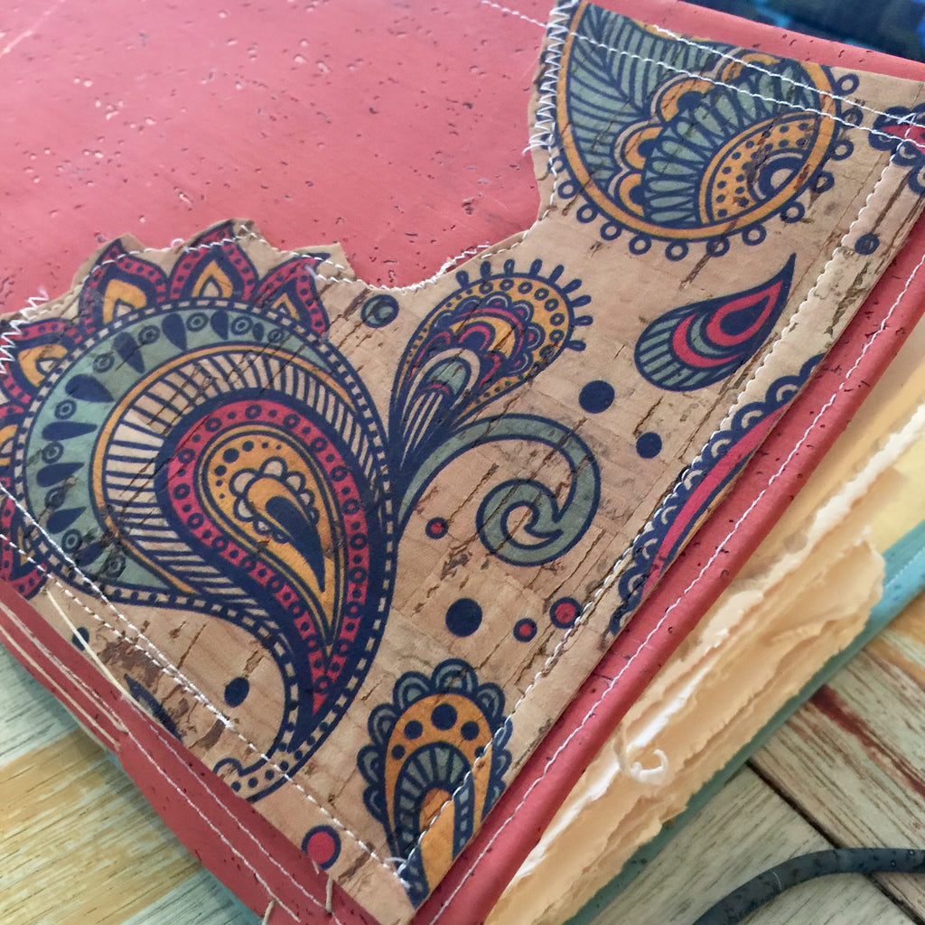 Paisly Cork Fabric - Handmade Journal/Sketch