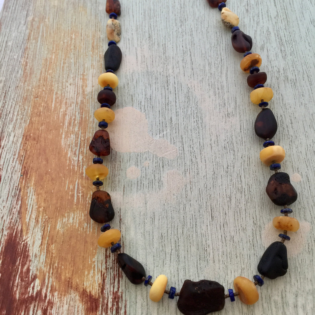 Baltic Amber and Lapis Necklace