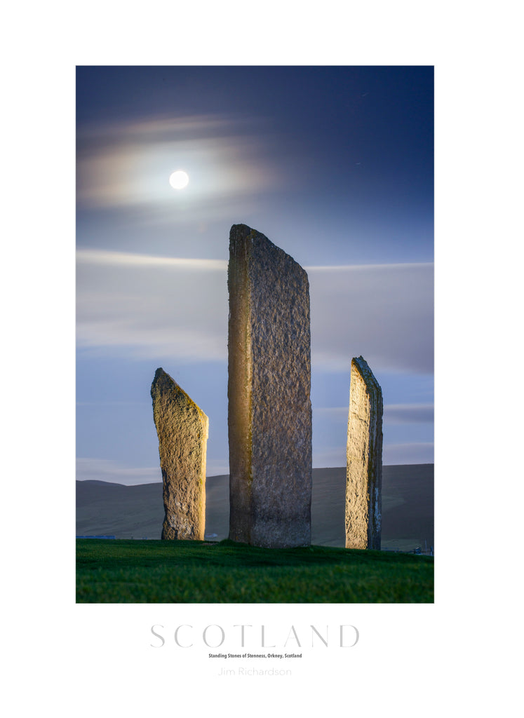 Moon over Stones of Stenness, Orkney, Scotland