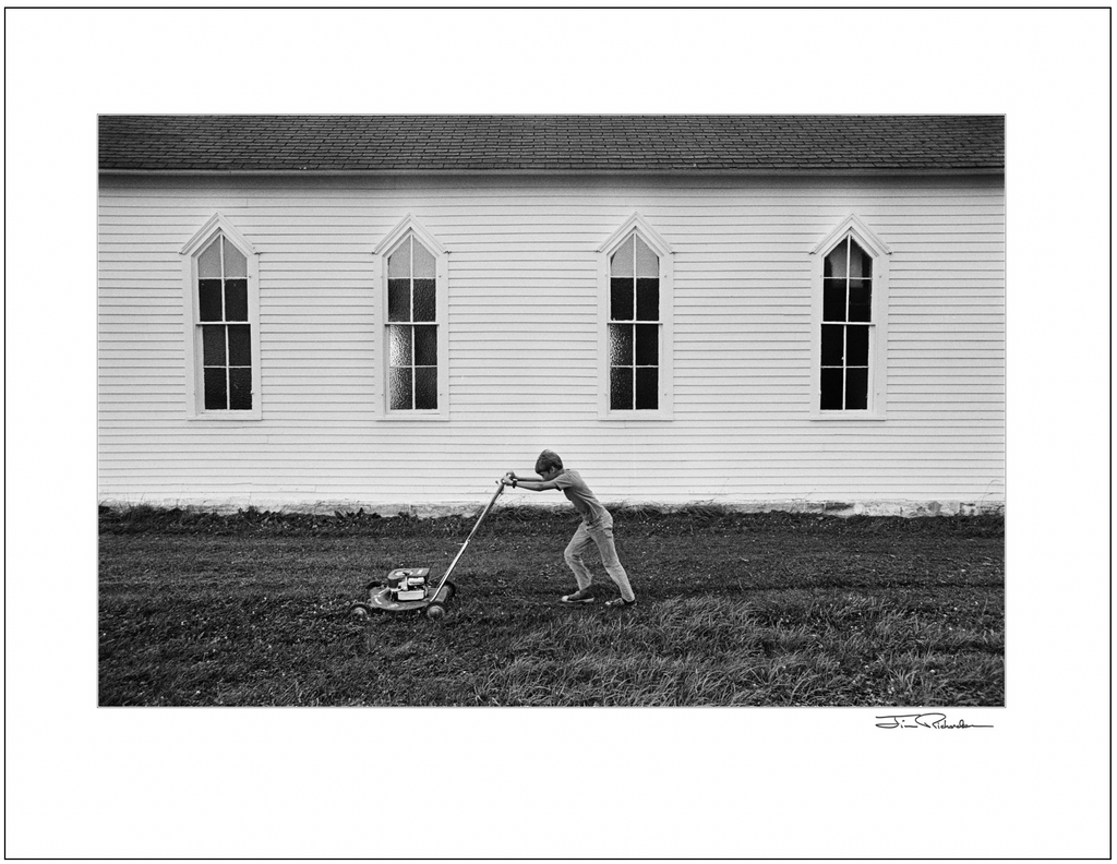 Mowing the Lawn at St. Isadore Church, Cuba, Kansas