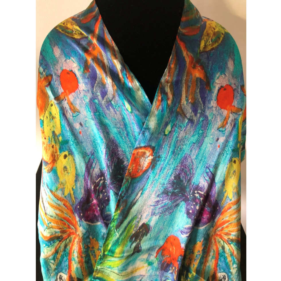 Aqua Scape Silk Scarf