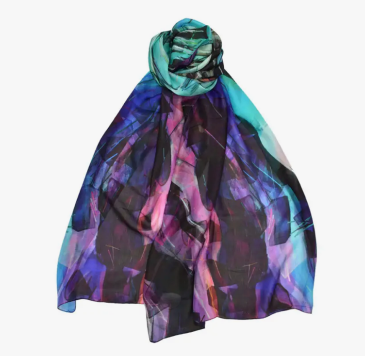 Frizzle Abstract Silk Scarf