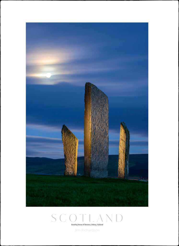 Moon over Stones of Stenness, Orkney, Scotland