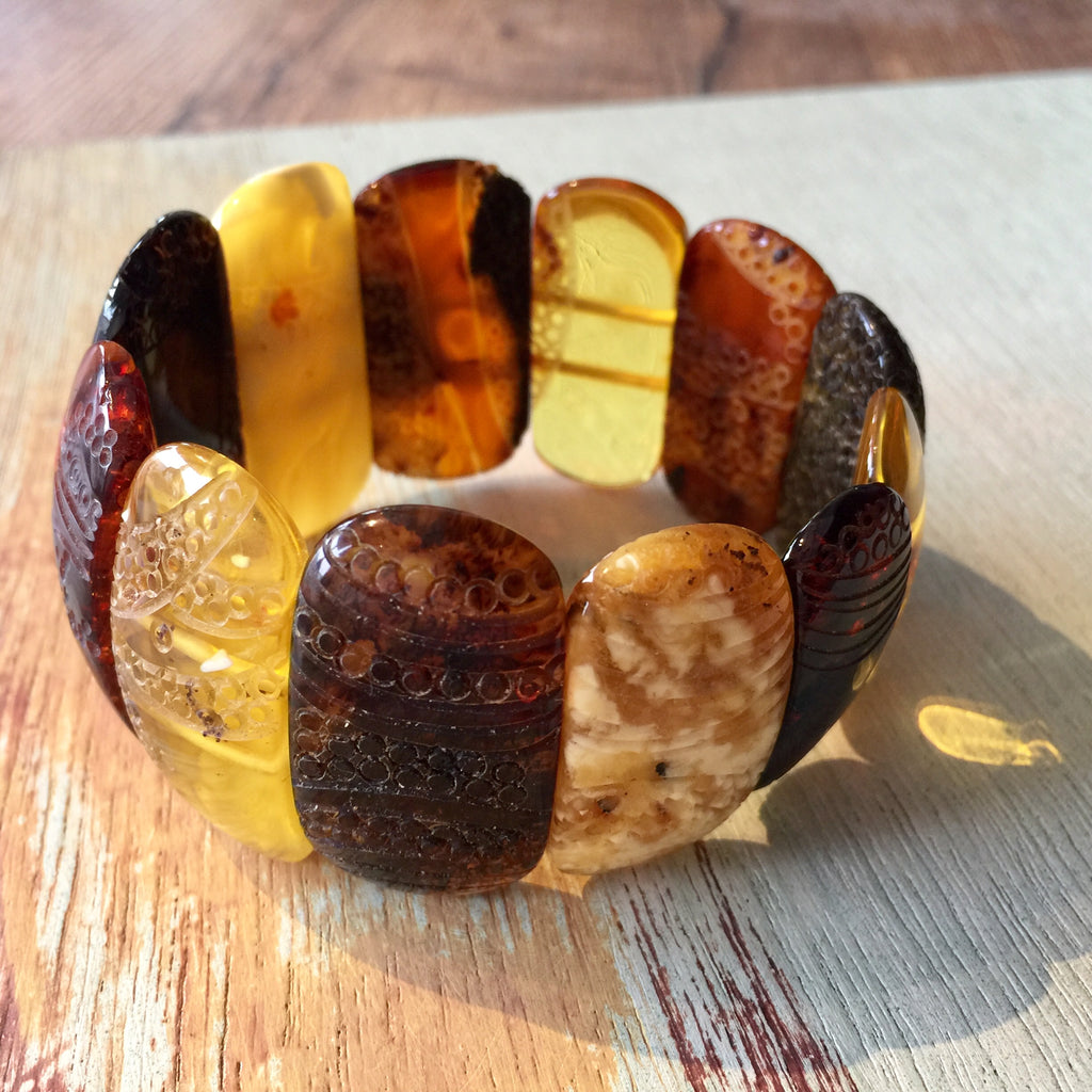 Carved Amber Bracelet