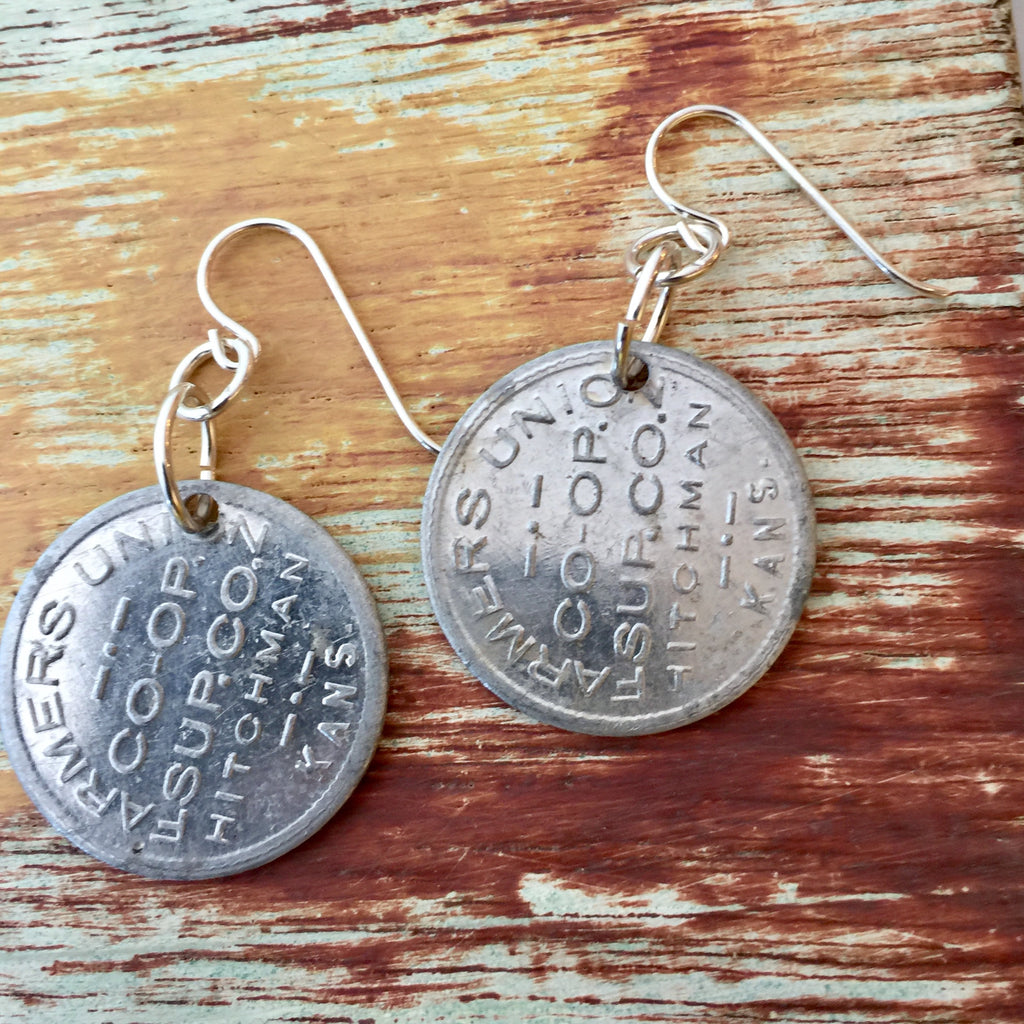 Hitchman, KS Trade Token Earrings