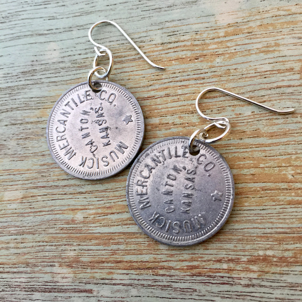 Canton, KS Trade Token Earrings