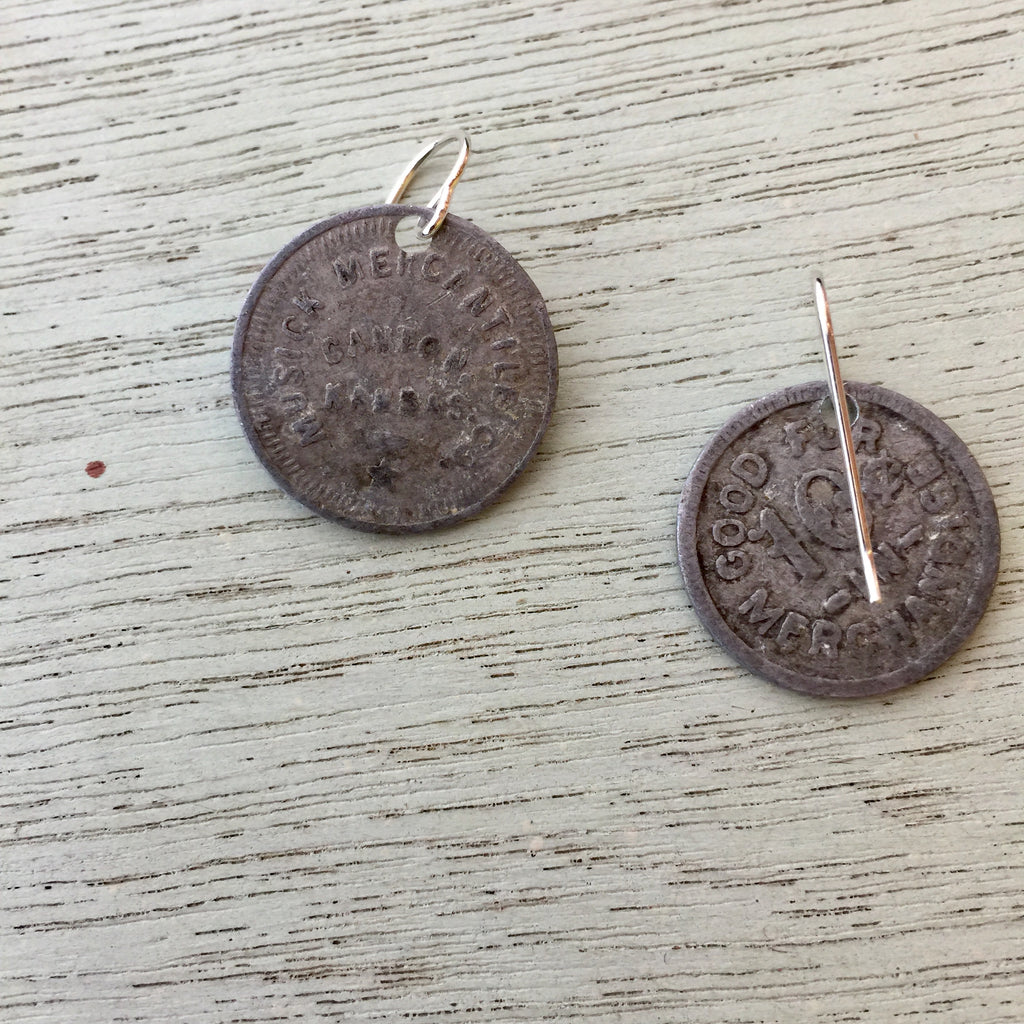 Canton, KS Trade Token Earrings