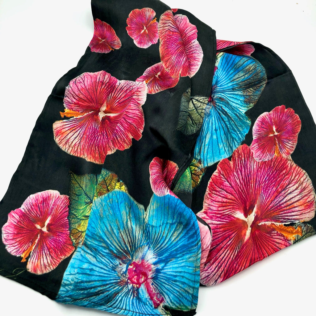 Floating Hibiscus Silk Scarf