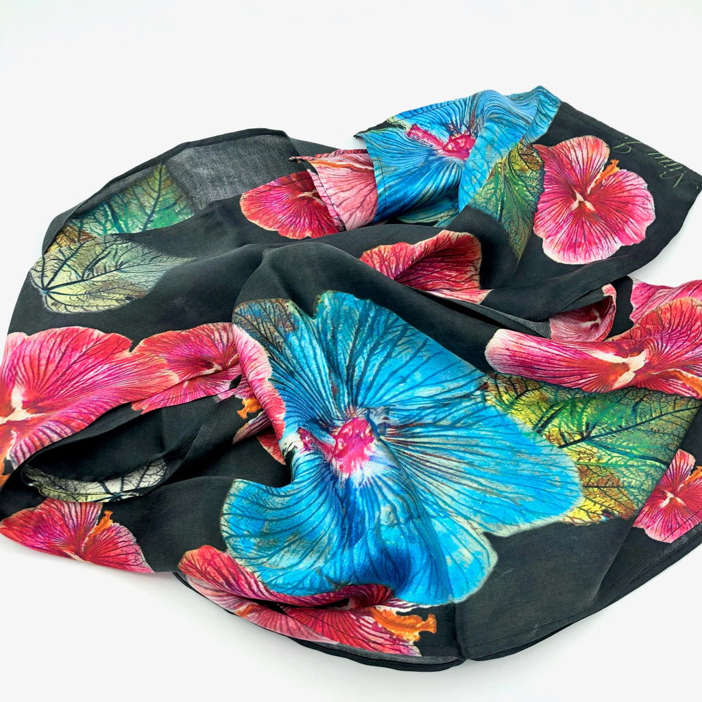 Floating Hibiscus Silk Scarf