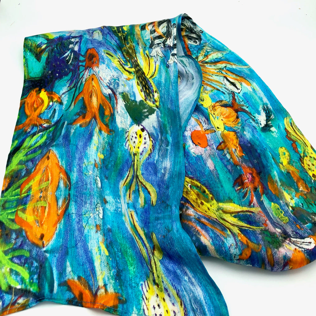 Aqua Scape Silk Scarf